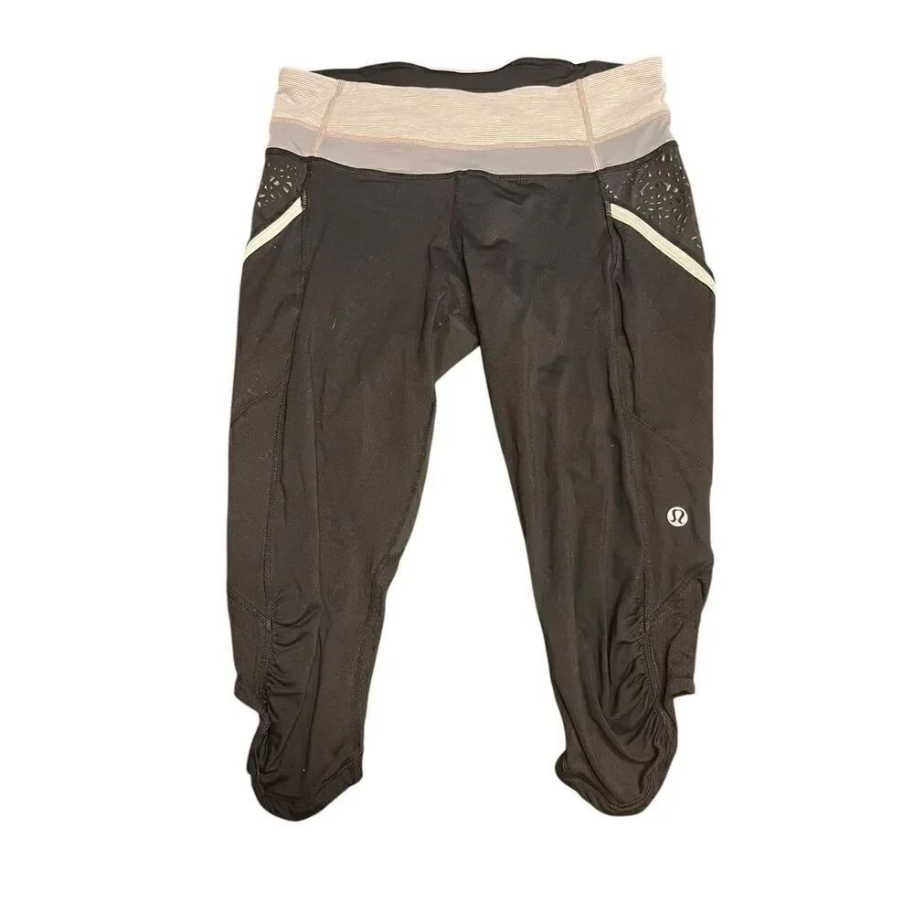 Lululemon run a marathon crop black leggings woman’s 6 power luxtreme
